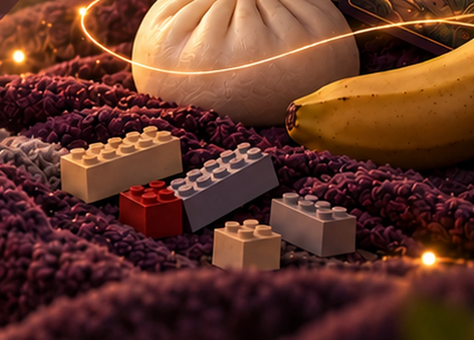 Collectible building bricks in the original Nook & Delight banner